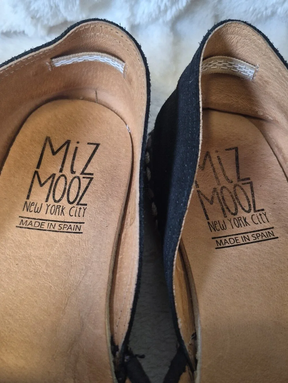 Miz Mooz Cindy Espadrilles Black Woven Leather D'Orsay Flats Women's Sz 10 US